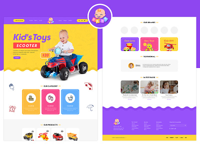 Kids-e commerce Theme e commerce graphic design kids landing page template