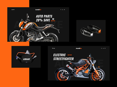 Autobike ecommerce website templates auto parts autobike banner branding herobanner landing page ui website