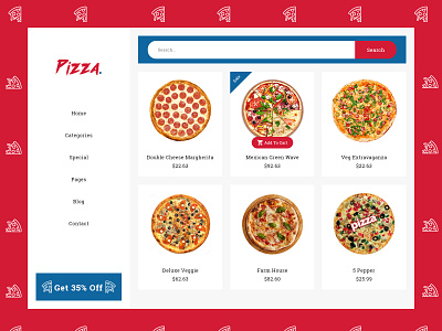 Pizza graphic design website concept