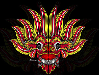 Line art Devil mask ai colorful design illustrator vector