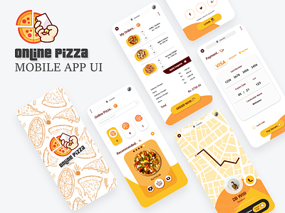 Online Pizza Mobile App UI app design illustrator mobile online orange pizza ui uiux xd design yellow