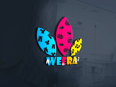 weera Logo ai blue cakes cakeshop design illustrator logo red shirt shoes slippers unique vector yellow