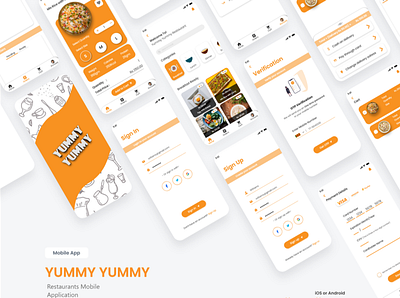 Restaurant Mobile App (Android and IOS) adobexd background branding colorful illustrator orange restaurant ui unique ux yellow