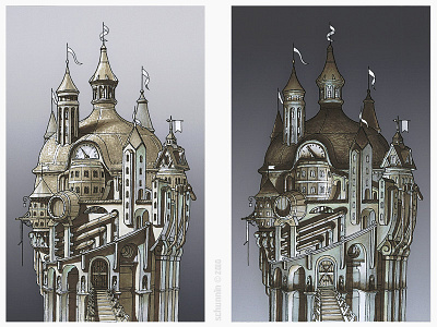 Beerland Castle architecture concept drawing fantasy illustration