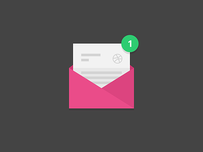Dribbble Invitation dribbble envelop flat flat icon giveaway invitation letter one pink