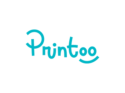 Printoo blue font free logo logotype minimal photos print script simple smile vector