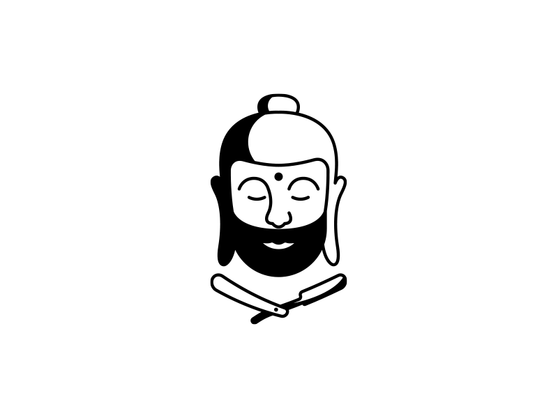 B.B ✂️ barber beard black branding buddha identity logo logotype minimal white