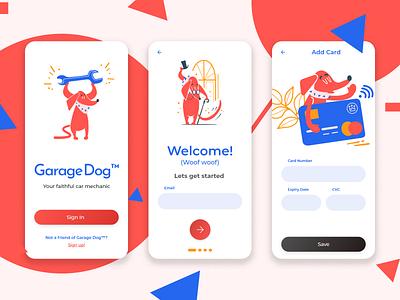 Garage Dog Mobile app adobe xd creditcard mobile app mobile ui sign in signup ui ui design xd design