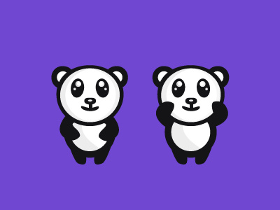 panda animal black flat illustration mascot panda white