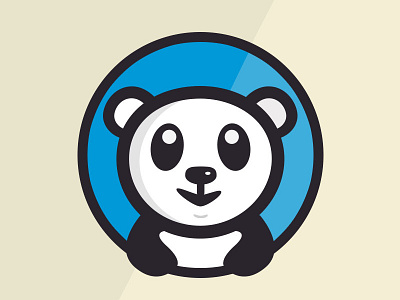 Panda animal cute flat geometric icon illustration mascot panda