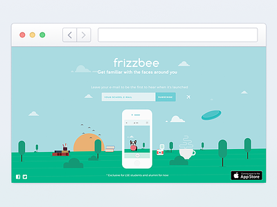 Frizzbee app design illustration ios launch mascot school ui university web website