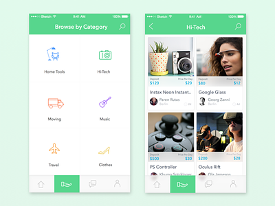 shop app app borrow categories e-commerce ios lend mobile product shop social ui