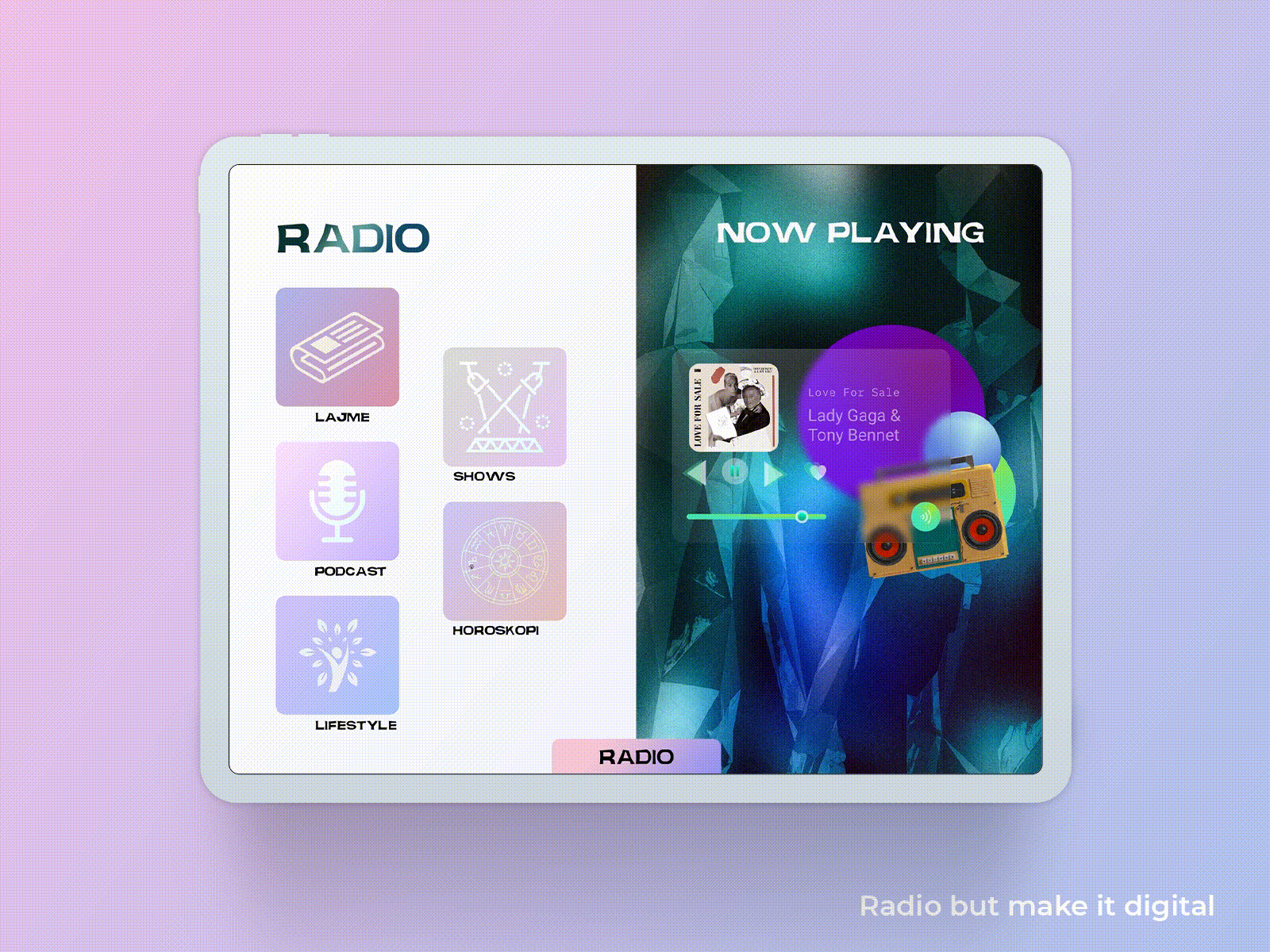 Radio but make it digital after effects app figma graphic design interface motion graphics photoshop ui uiux