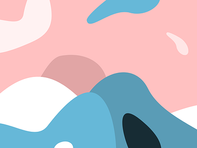 A Bigger Wave abstract blue colorful illustration landscape minimalist nature pattern pink summer