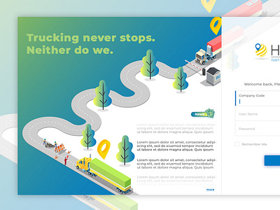 hutch systems animation design login page trucking typogaphy ui ux vector vectorart webdesign