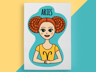Aries aries design girl illustration new poster vector