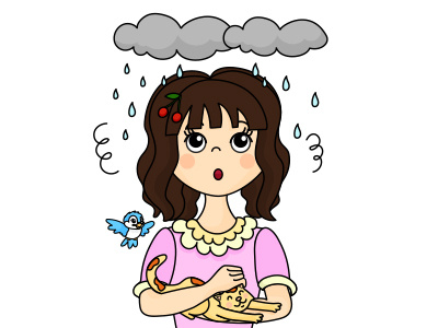 Rain cat girl illustration rain vector