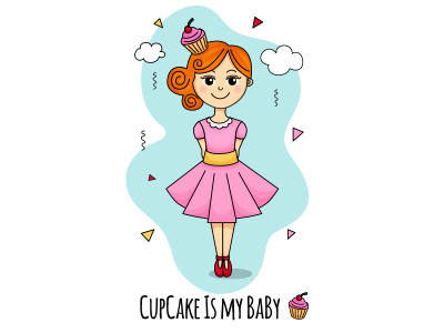 girl illustration cloud cupcake girl illustration vector