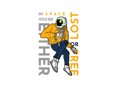 In Space art artist free illustration lost poster space spaceman typography vector