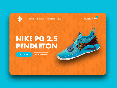 Nike Pendleton Hero Image basketball blue branding design hero image logo nike nike shoes okc orange paul george pendleton shoes sneakers ui