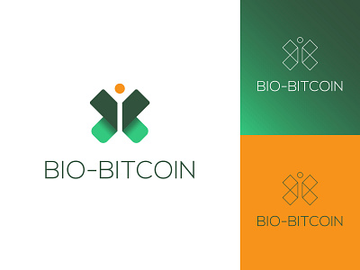 Bio Bitcoin Logo bio bitcoin blockchain butterfly crypto design green logo orange