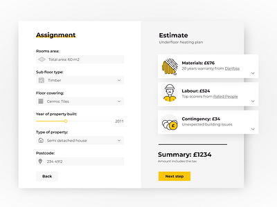 Estimate underfloor heating branding design illustration ui ux