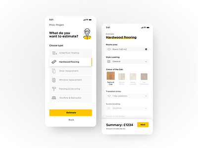 Estimate hardwood flooring app design estimate home repairs product design ui ux
