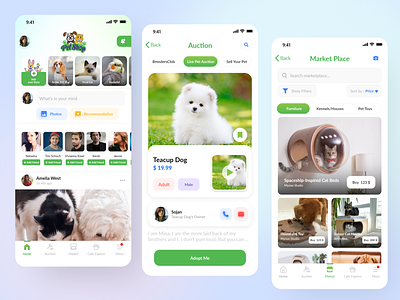 Pet App appdesign cafe express intaction marketplace pet sell pets uitrends uxinspiration
