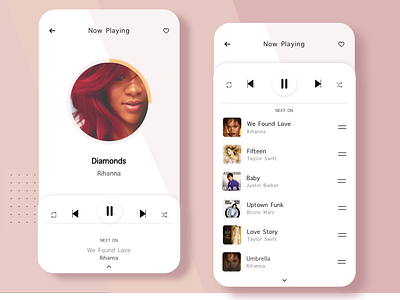 Light Theme Music App app design list music app ui next player previous ui ux