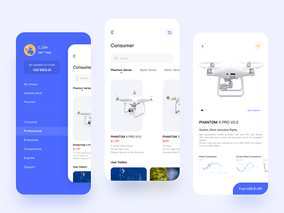 Drone shopping app app shopping ui