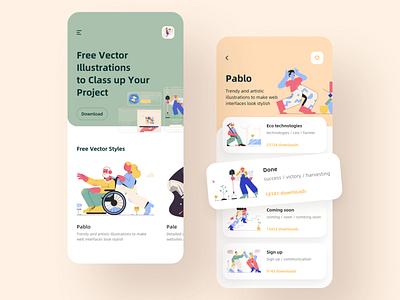 Illustration material application app design illustration ui