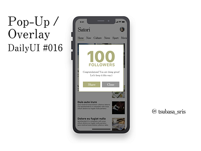 DailyUI#016 "Pop-Up/Overlay" 016 app article dailyui dailyui 016 dailyuichallenge gold news overlay pop up popup sketch ui ux