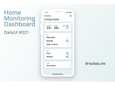 DailyUI#021 "Home Monitoring Dashboard" 021 app blue dailyui dailyui 026 dailyui challenge dailyuichallenge dashboard home monitoring home monitoring dashboard iot sketch switch toggl ui ux