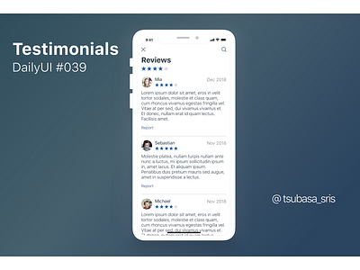 DailyUI#039 "Tetimonials" app comment comments dailyui dailyui challenge dailyuichallenge design review reviews sketch stars testimonials ui ux