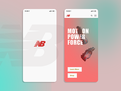 Main page for New Balance balance force mobile motion new newbalance power run running shoes sneakers ui ui ux