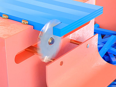 Saw 2 animation blades blue c4d cubes cut machine octane pink render saw