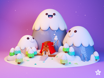 Happy Snow Day 3d illustration character design graphicdesgn illustration kawaii maxon maxonc4d toys