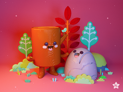 Nature 3d illustration character design illustration kawaii maxon maxonc4d toys