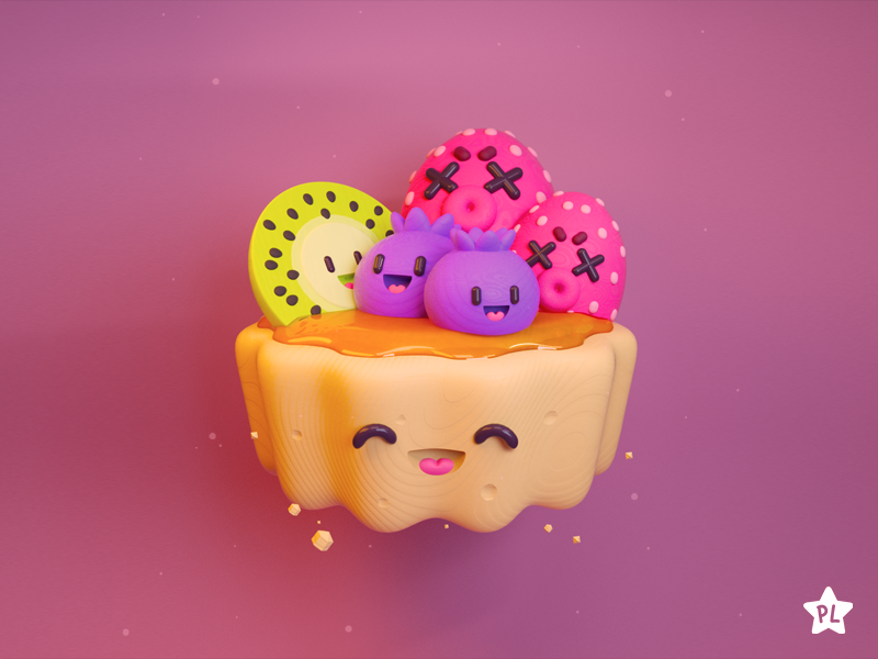 Cheesecake cake dessert magic character toys maxonc4d maxon kawaii illustration design 3d illustration