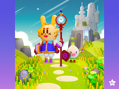 Bunny Mage and Onion 3d illustration character design illustration kawaii magic maxon maxonc4d toys