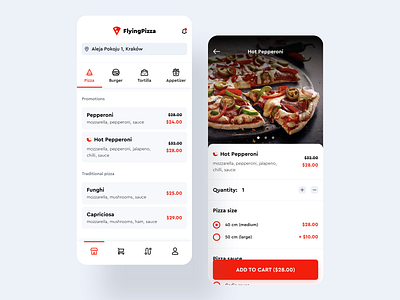 Flying Pizza App app branding clean delivery design food app interface ios mobile mobile ui order pizza pizza app product design restaurant ui ux