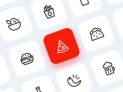 Flying Pizza Icons app clean design flat food icons icon icon set iconography icons icons design icons set iconset minimal outline outlined product design simple symbols ui vector