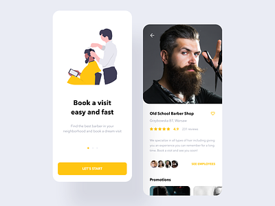 Barber Shop App app barber barber shop barbershop book booking clean design hair haircut illustration ios mobile saloon service typography ui ux vector