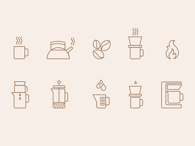 Starbucks: Home Brew / Pour Over Icon Set coffee coffee cup home brew icon illustration pour over process graphic starbucks