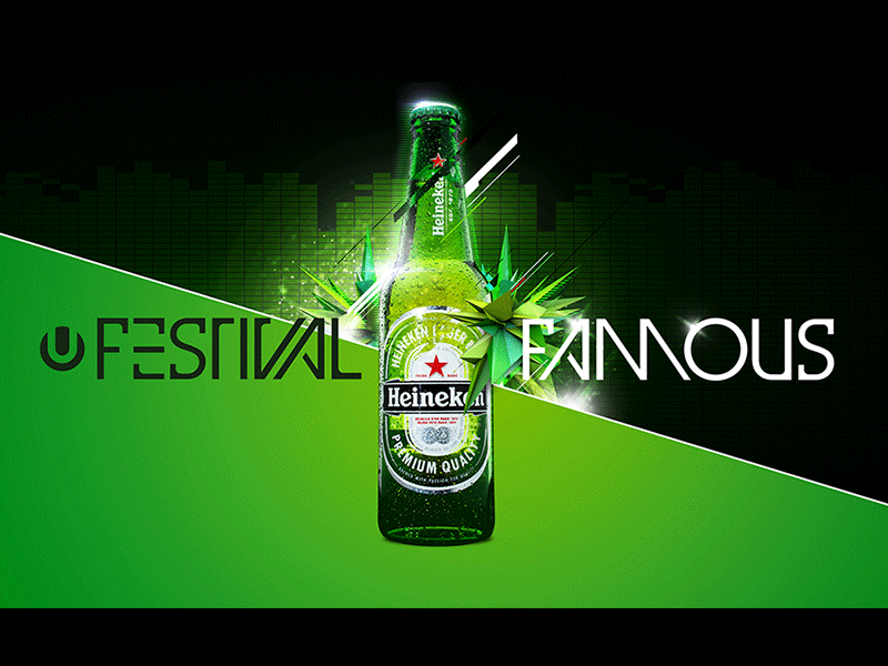 Heineken : Festival Famous art direction branding cinema 4d dj edm electronic music festival festival famous heineken ui ultra