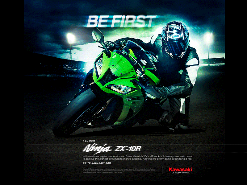 Kawasaki : Ninja 10R Supersport 10r art direction compositing graphic design kawasaki motorcycle ninja print process racing retouch supersport