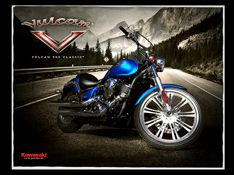 Kawasaki : Vulcan 900 Classic : Concept Art compositing concept art cruiser graphic design kawasaki motorcycle powersports process riding vulcan