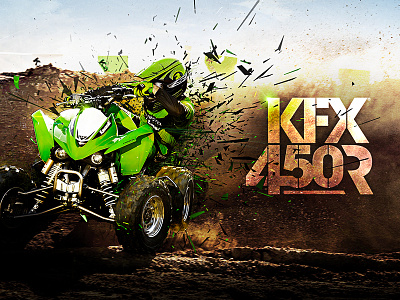 Kawasaki : KFX 450R : Concept Art compositing concept art graphic design kawasaki kfx 450r powersports process quad race track