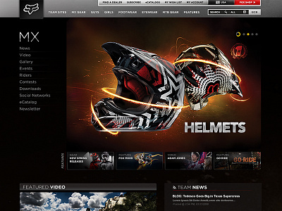 FOX Racing Redesign : Team Sites News Page apparel athlete compositing fashion fox racing moto motocross motorcycle mx rider typography web design