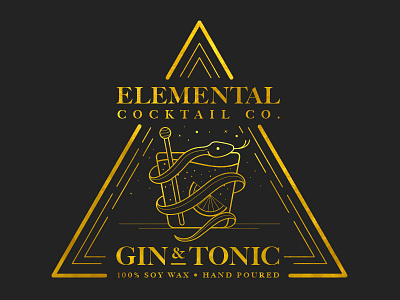 Elemental Cocktail Co. : Gin & Tonic Label alchemy art direction badge branding cocktail drink elemental gin tonic illustration logo oakland snake